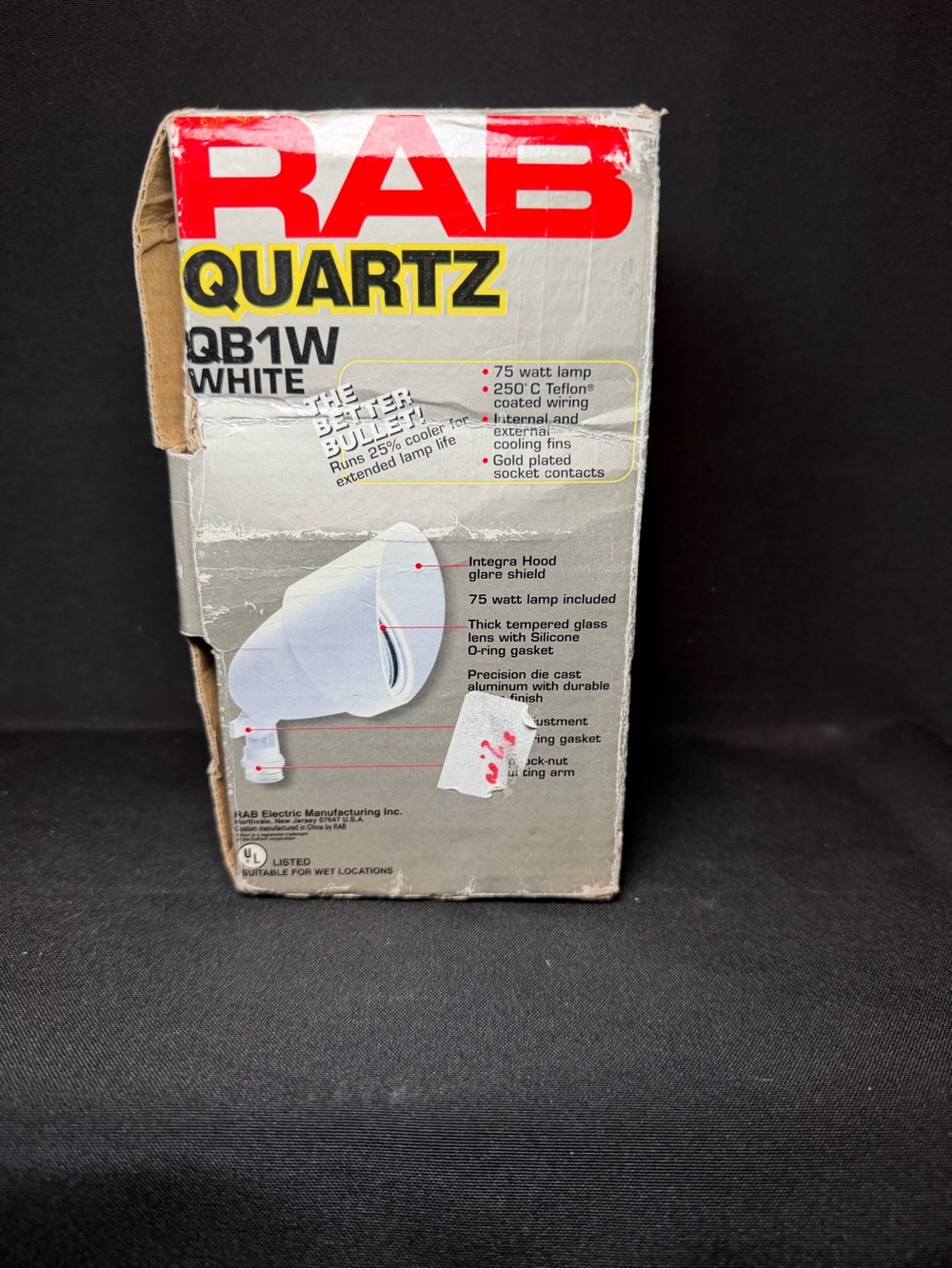RAB Quartz White Outdoor Flood Light 75W Wall Mounted UL Wet Listed